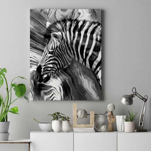 Black And White Zebra Oil Painting